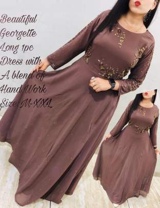 Beautiful georgette Chocolaty  Colour Gown