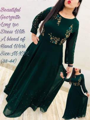 Beautiful georgette Dark Green Colour Gown