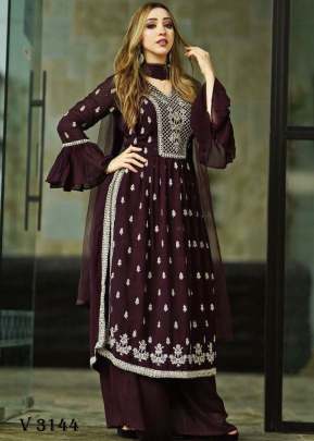 Fox Georgette Palazzo Suit In Wine Color By WW