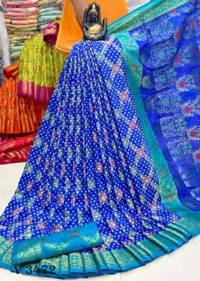 Jaipuri Pure Silk Saree With Zari Meenakari In Blue Color By Surati Fabric