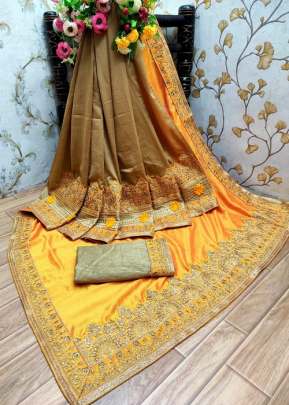 Tajmahal Pc Vichitra Silk Yellow Color Saree