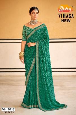 Green Embroidery Border Saree Catalogue Vihana Of Brand STAVAN