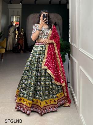 Green Refresh Your Look Wearing This Exclusive Colored Wedding Wear Patola Lehenga Choli