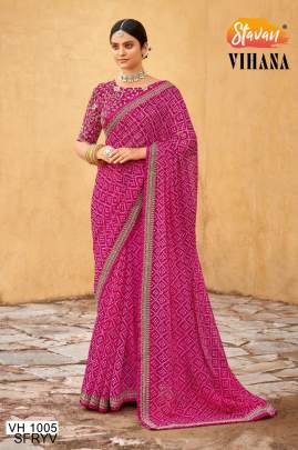 Pink Embroidery Border Saree Catalogue Vihana Of Brand STAVAN