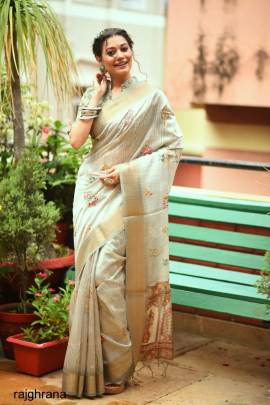 Pista Color Tussar Silk Saree With Uunique Slub Weaving Pattern Catalog