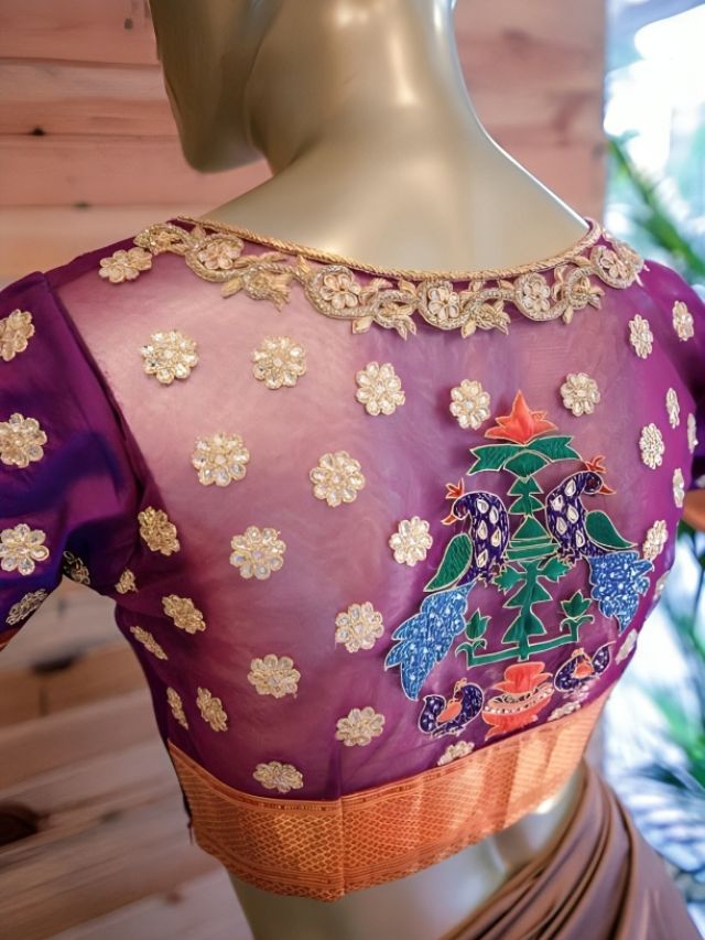 Peacock Motif Banarasi Blouse for Bengali Brides