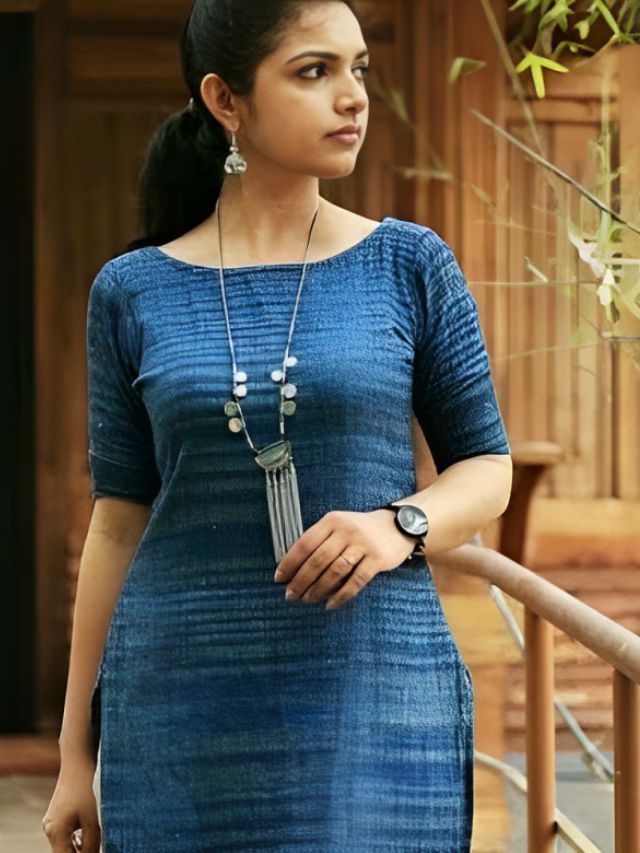 Buy Grey & Navy Blue Long Kurti Style Lehenga - Embroidered Lehenga –  Empress Clothing