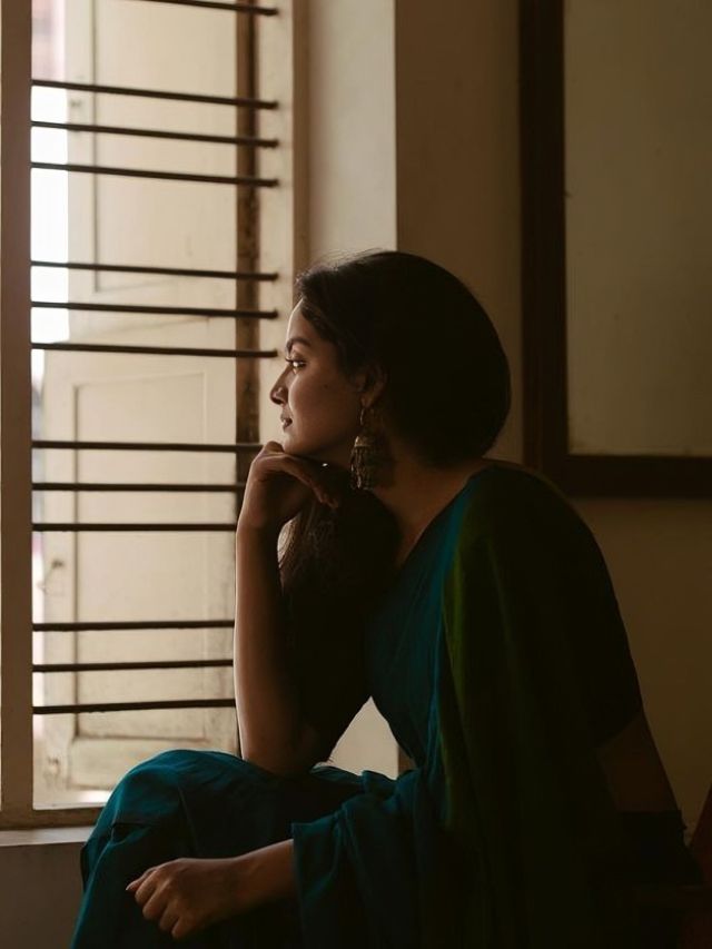 Elegant Saree Pose near Window