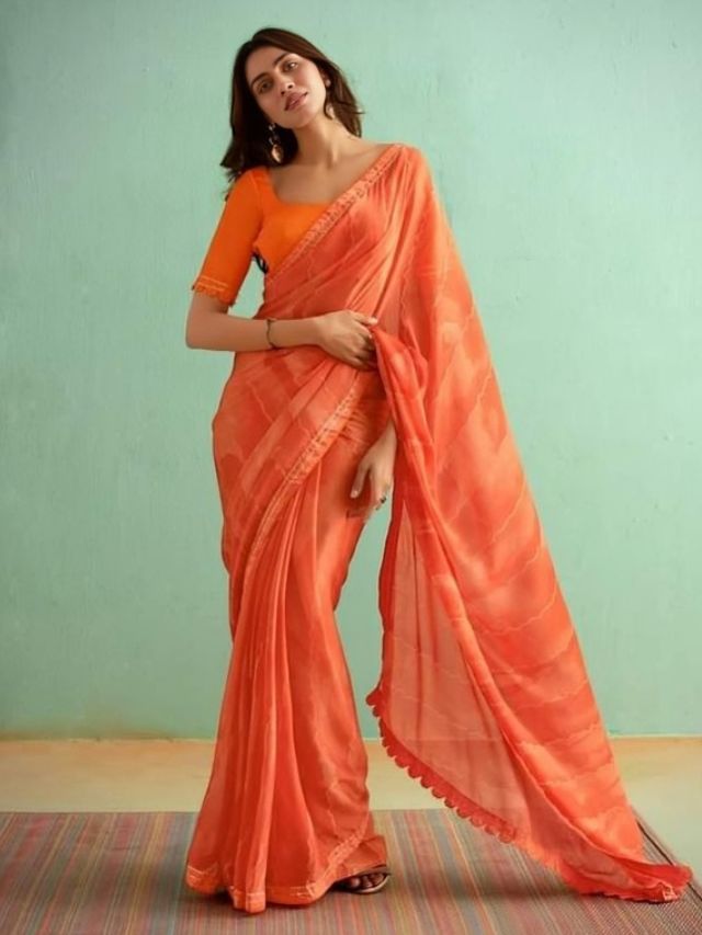 Front Look Standing Saree Pose