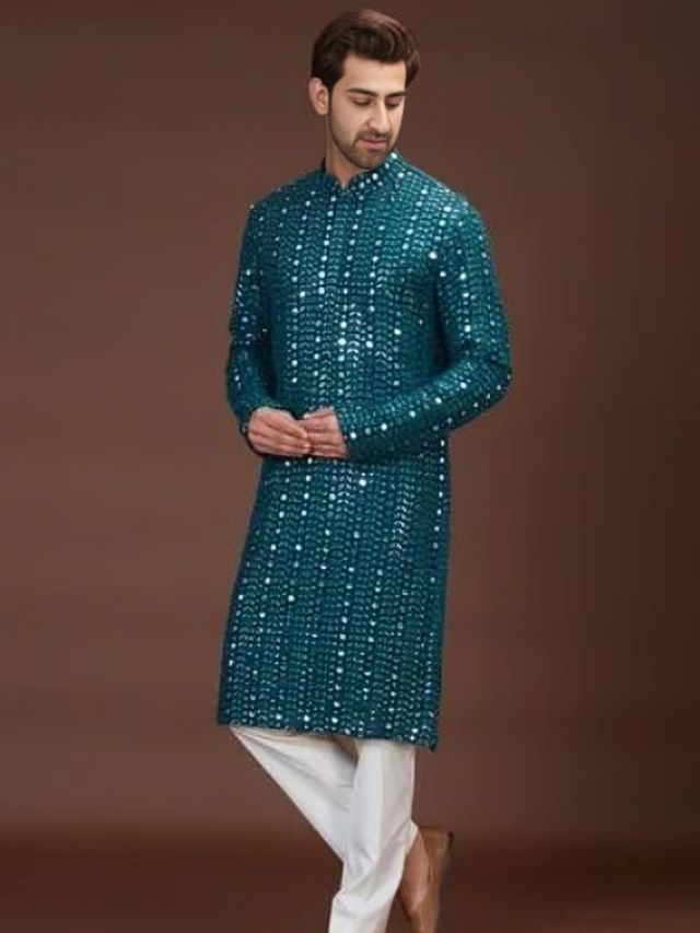 Mirror Work Mens Kurta Design