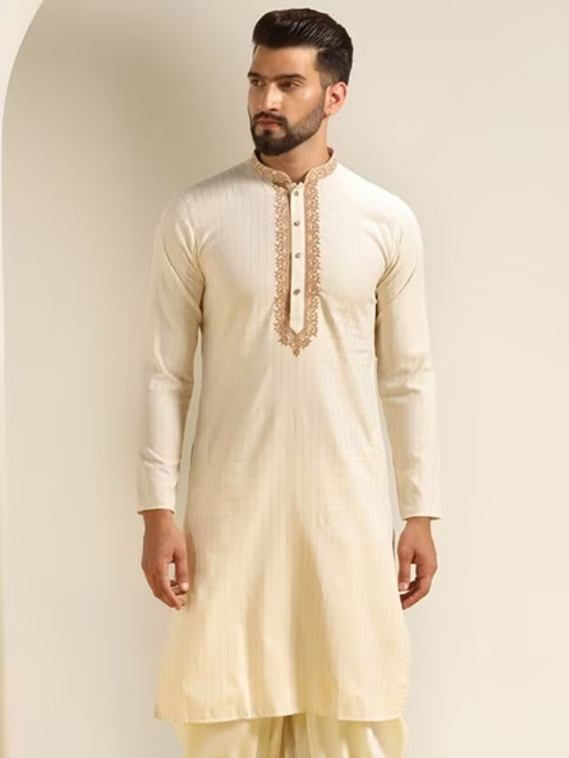 Off White Kurta for Men