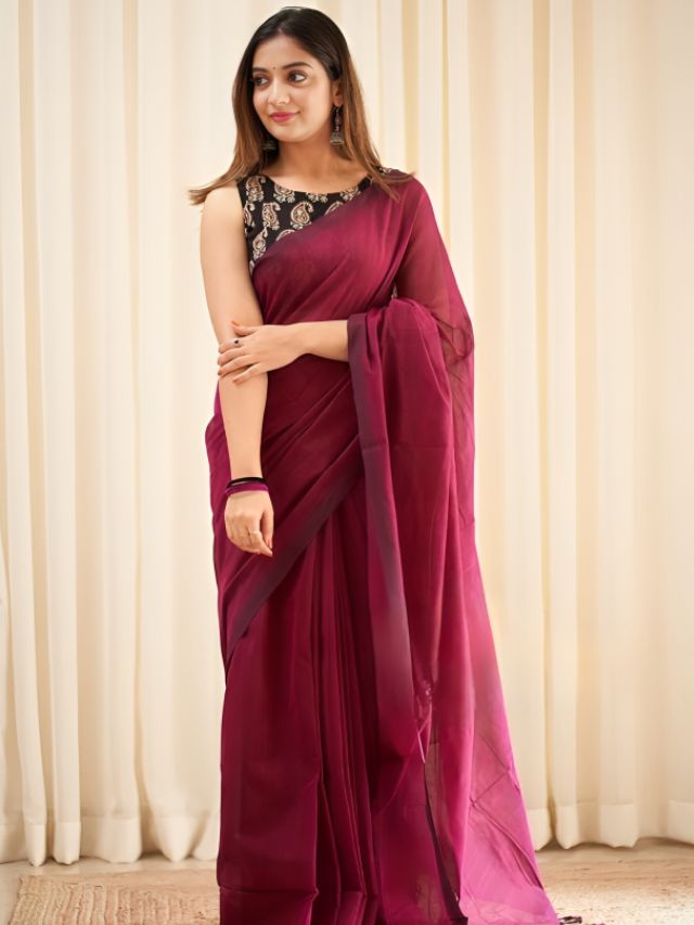 One Hand on Other Simple Saree Posing Idea