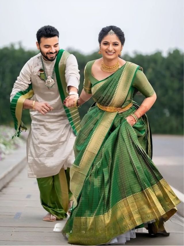 Running Saree Pose in Half Saree