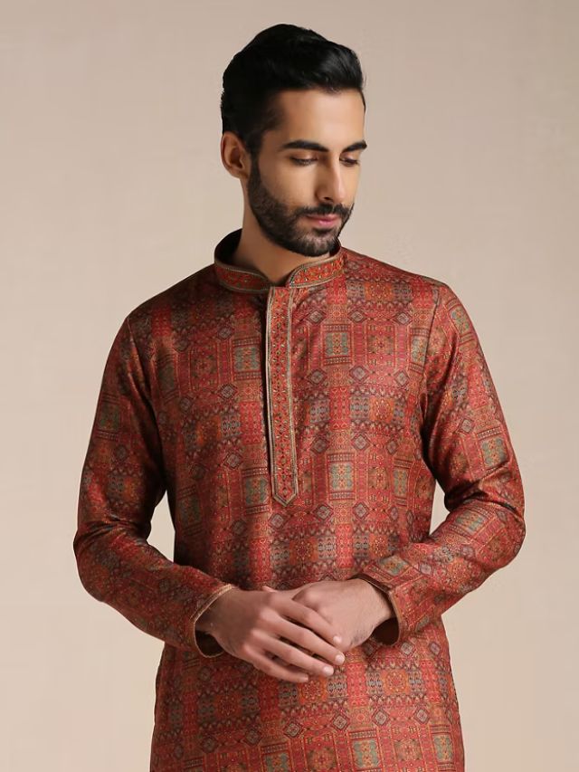 Rust mens Kurta 