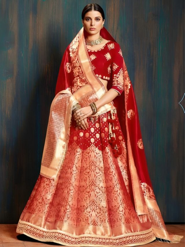 Banarasi Dupatta Draping Styles on Head for Lehenga