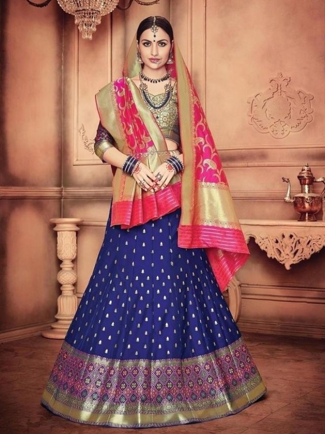 Banarasi Dupatta on Head Draping Styles with Lehenga