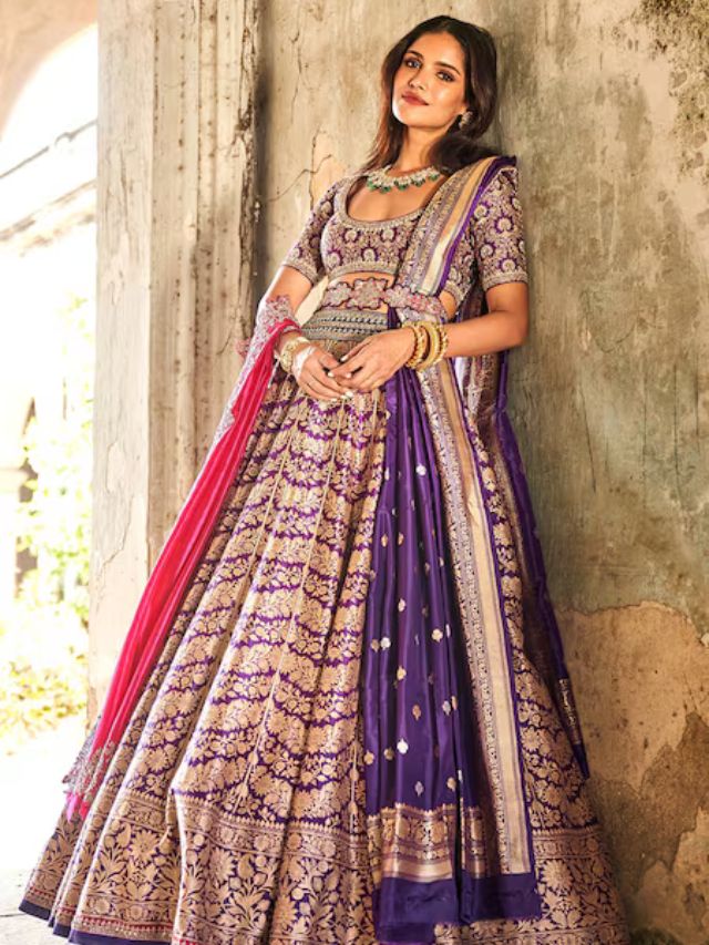 Belted Banarasi Dupatta Draping Style for Lehenga