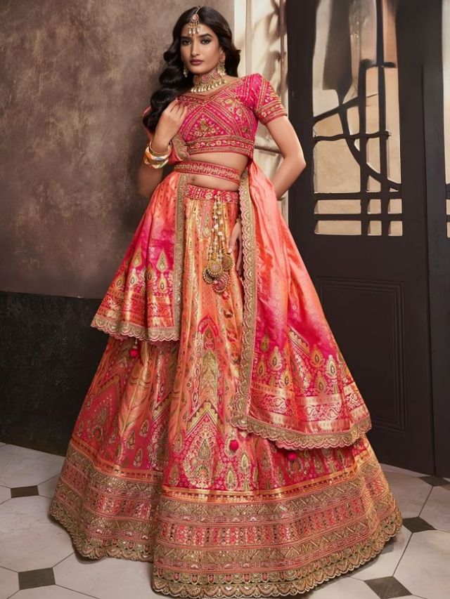 Belted Banarasi Dupatta Draping Style with lehenga