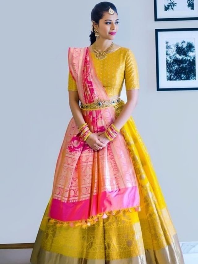 Belted Style Draping for Lehenga with Banarasi Dupatta