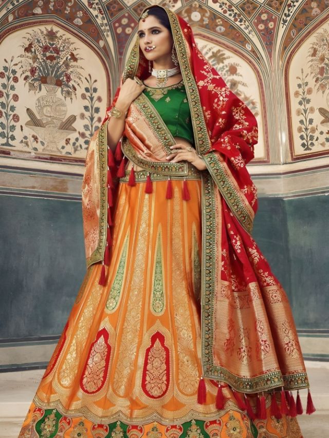 Simple Banarasi Dupatta on Head Draping Styles for Lehenga