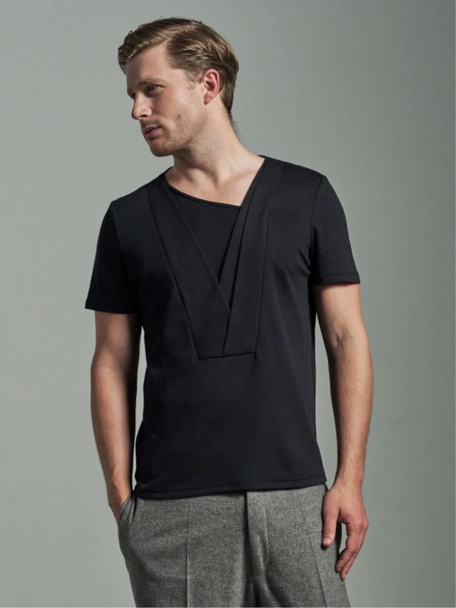 Asymmetrical Cut Neck T-Shirt Designs For Men