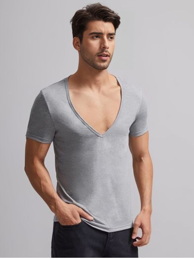 Deep V Neck T-Shirt Designs For Men