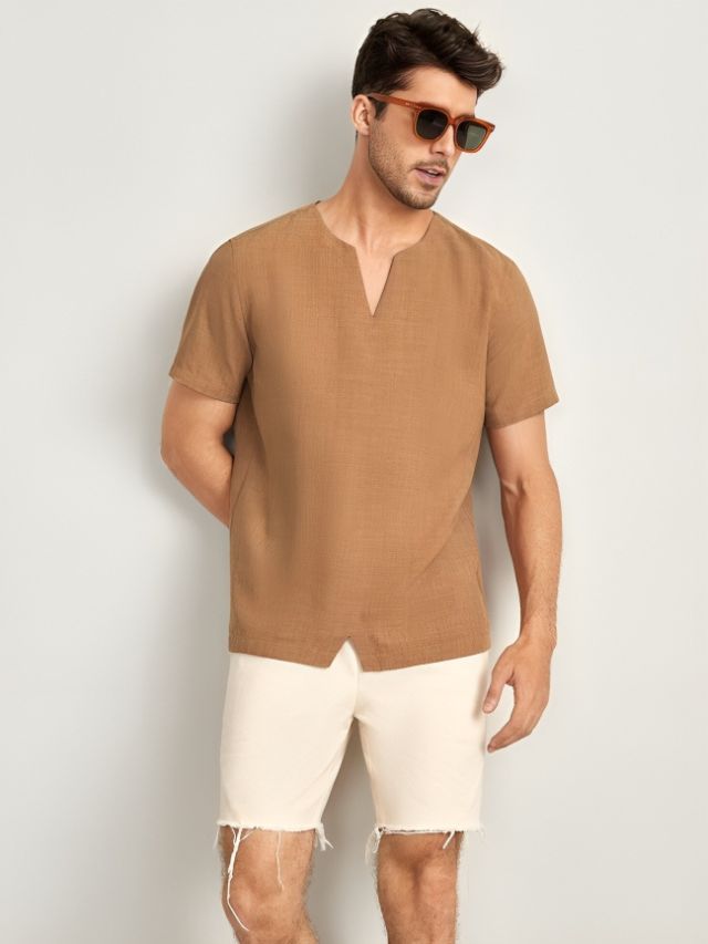 Henley Neck Shirt Type For Men