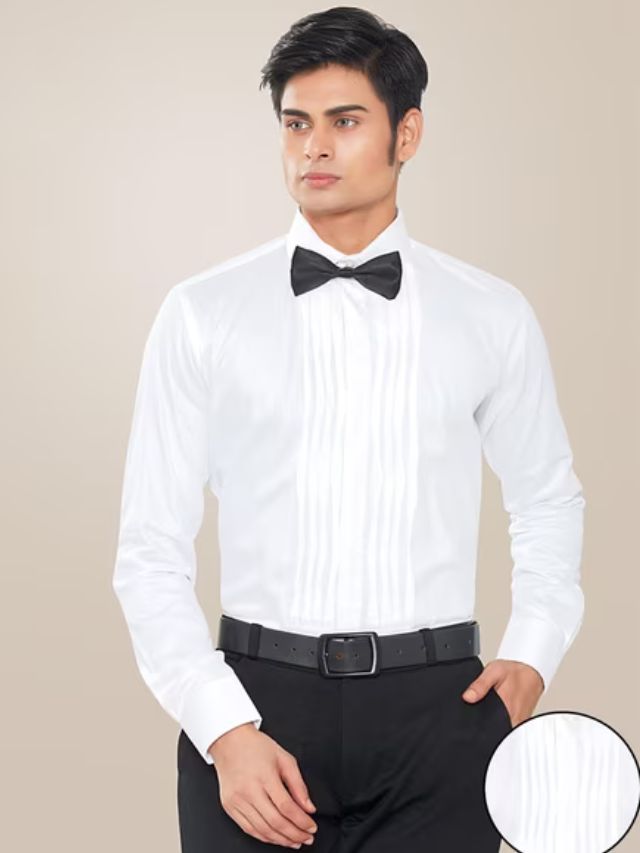 Shirt in Bow Attached Collar For Men