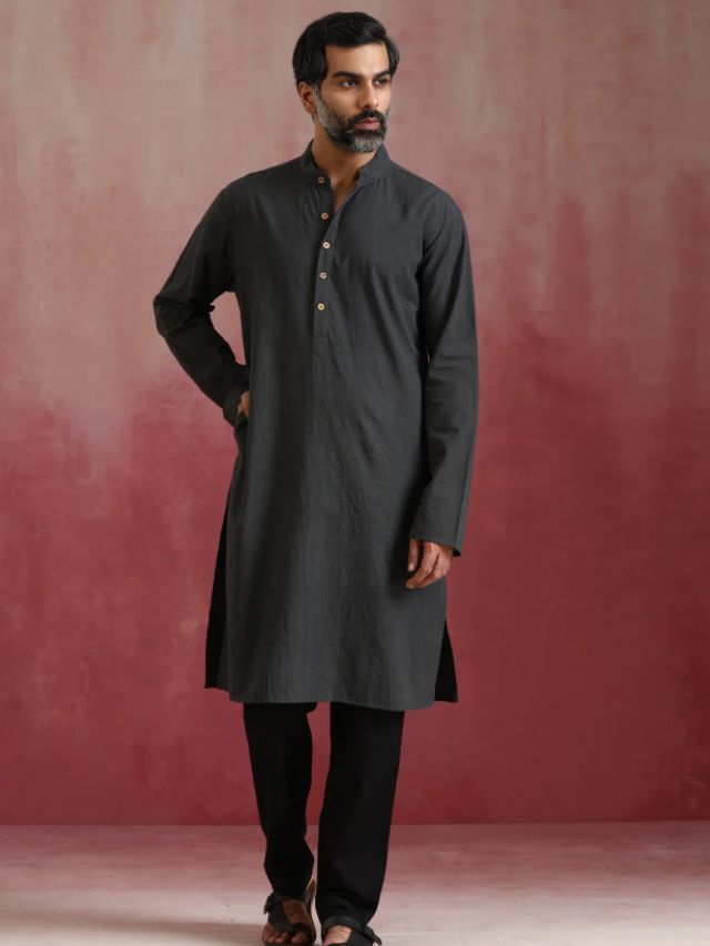 Classic Deep Grey Shade Kurta for Men