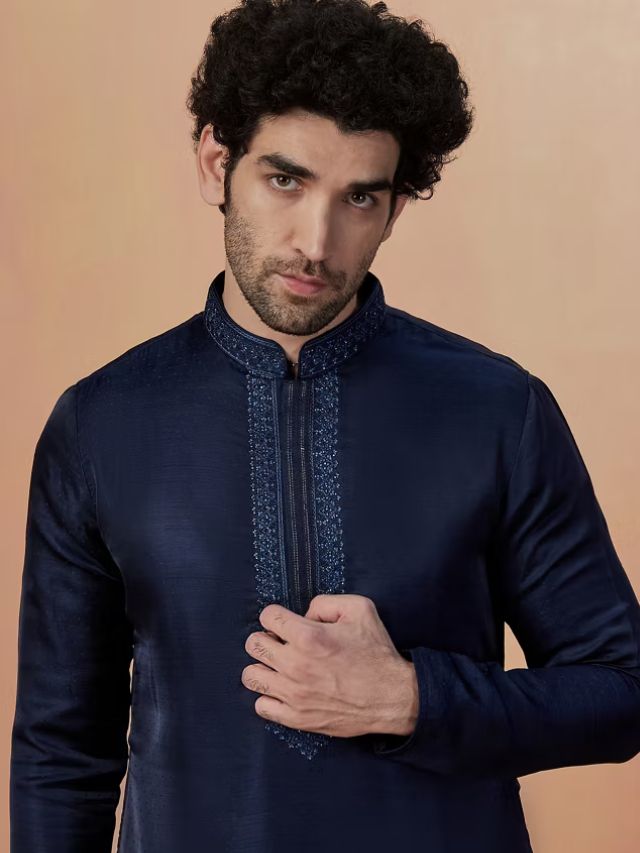 Mens Dark Navy Blue Kurta