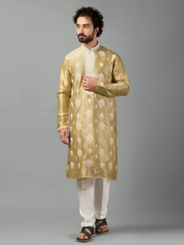 Metallic Gold Color Kurta for Men