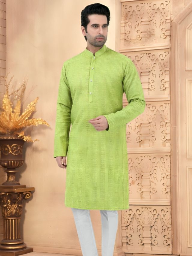 Parrot Green Kurta for Men