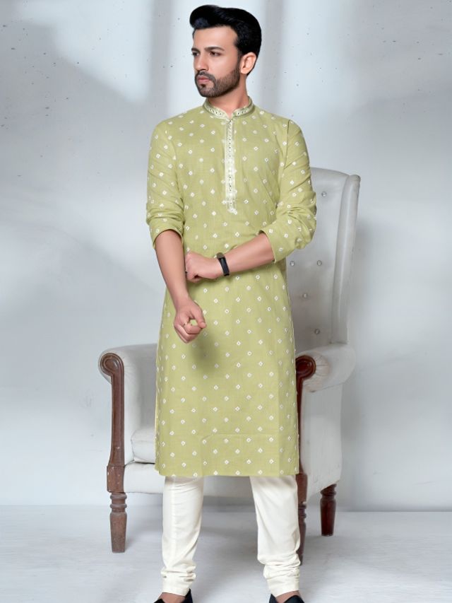 Pista Green Kurta for Men