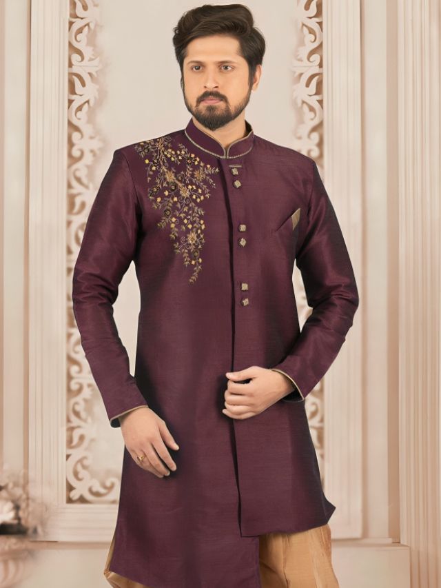 Warm Wine Color Kurta for Men