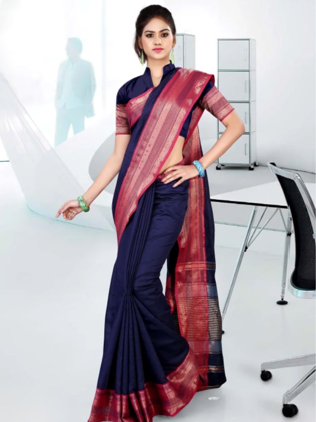 Plain Uniform Cotton Silk Saree