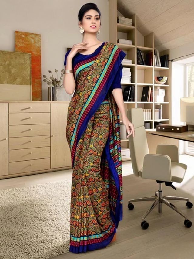 Printed Uniform Georgette Saree