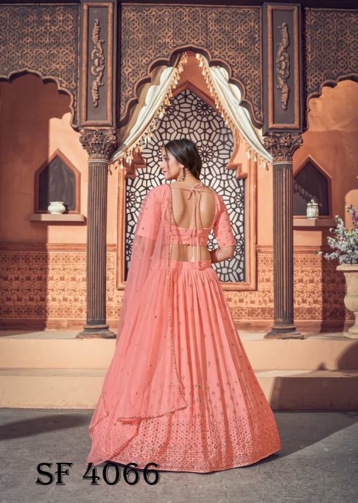 Peach Color Soft Net Lehenga Choli Indian Ethnic Wedding Wear Lengha Chunri  Sari | eBay
