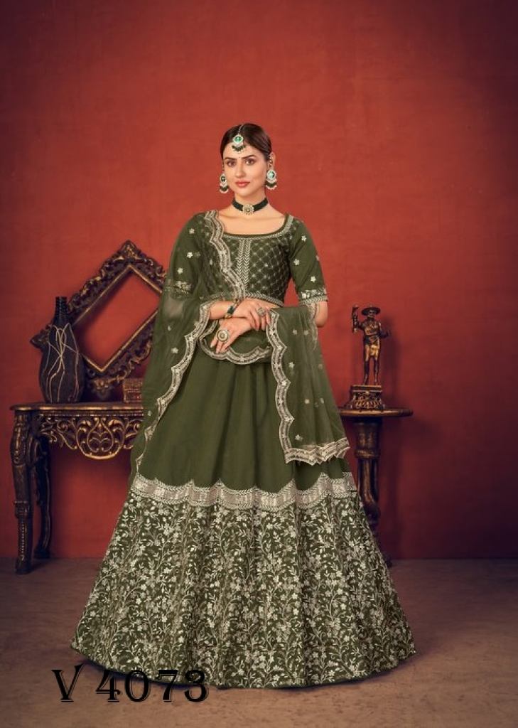 Sage Green Designer Heavy Embroidered Bridal Lehenga | Saira's Boutique