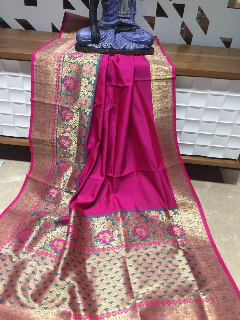 Buy Online Banasari Soft Silk Saree With Rich Zari Pallu N Meenakari