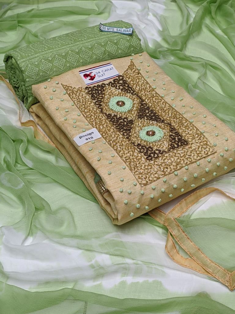 Elegant Pista Green Colored Chikankari Floor Touch Gown