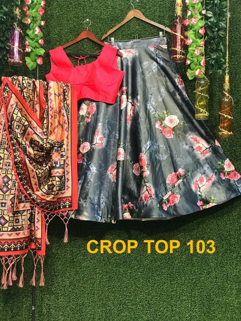 Printed Crop Top Lehenga at Rs 599 in Surat