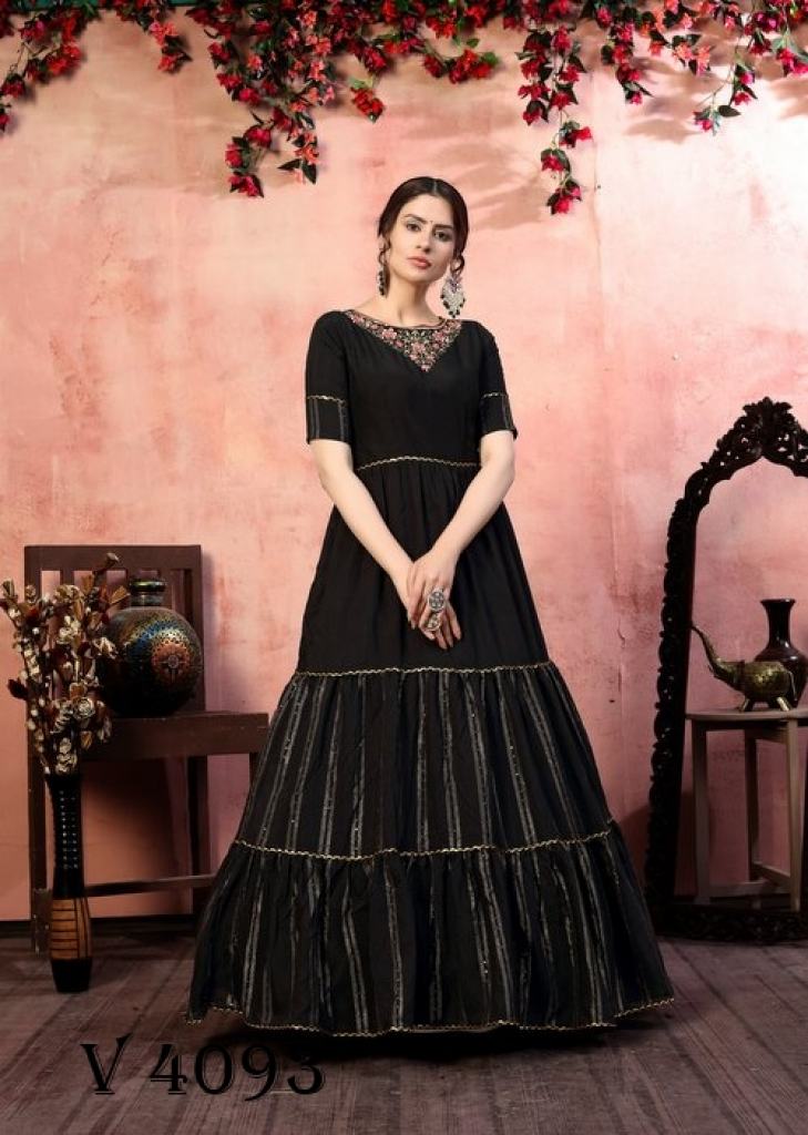 Party Wear Black Color Embroidered Long Anarkali Salwar Suit In Art Silk  Fabric