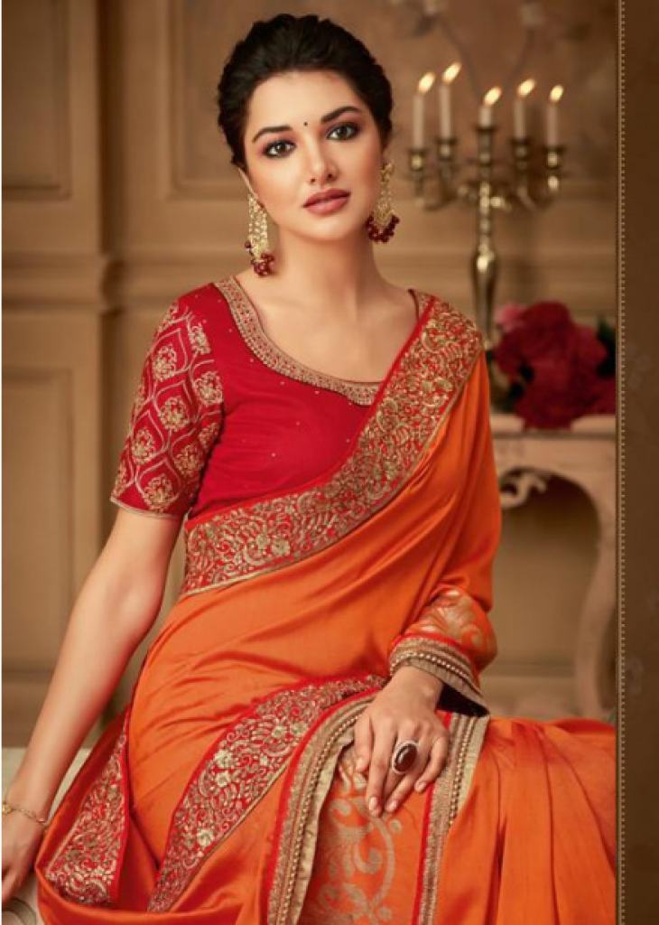 Orange Party Wear Silk Jacquard Saree Exporter, Manufacturer and Supplier  from Surat, India