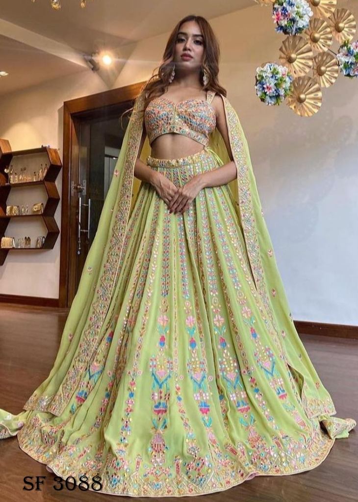 Buy Chic Blouse With Embroidered Georgette Lehenga Wedding Wear Online at  Best Price | Cbazaar