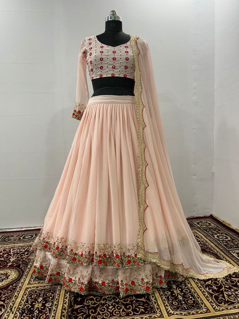 Buy Embroidered Wedding Wear Lehenga Choli In Multi Color Silk Fabric online  from SareesBazaar IN at lowest prices