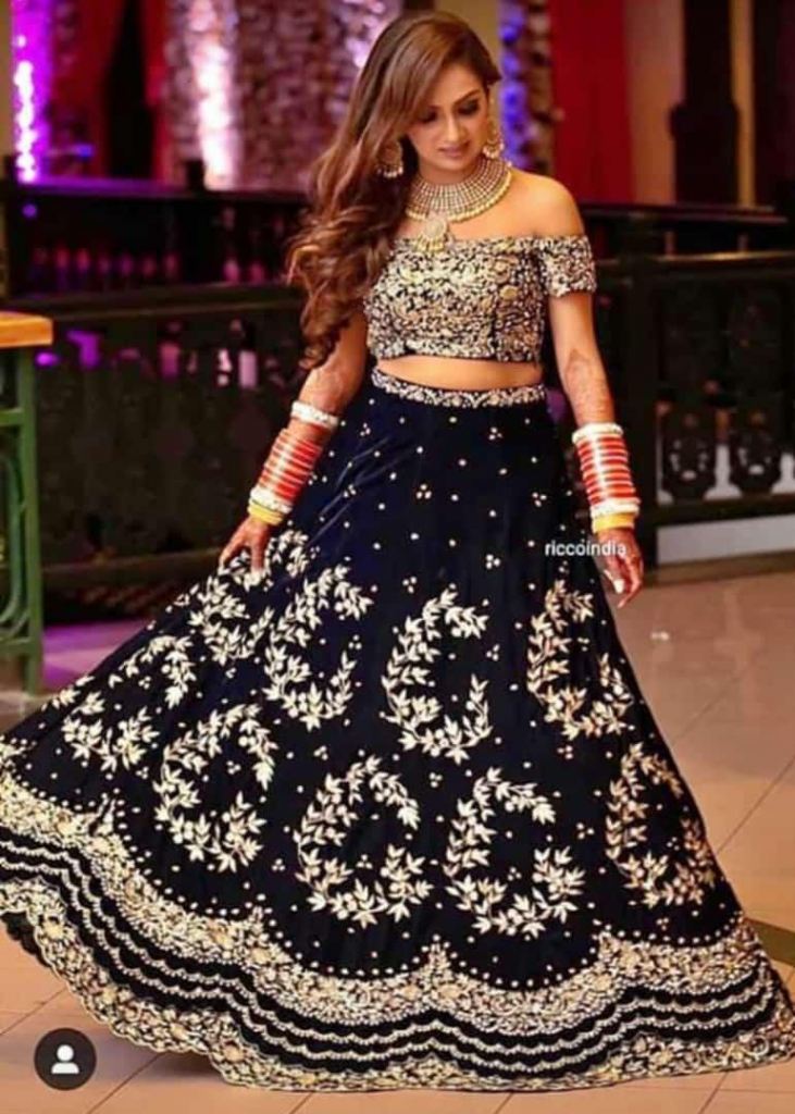 Exquisite Black Color Sequins Work Lehenga choli - Rent