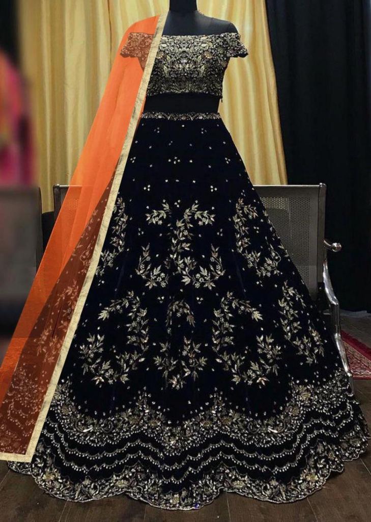 12576 COTTON BLACK COLOUR DESIGNER LEHENGA CHOLI FABULOUS STYLE - Reewaz  International | Wholesaler & Exporter of indian ethnic wear catalogs.