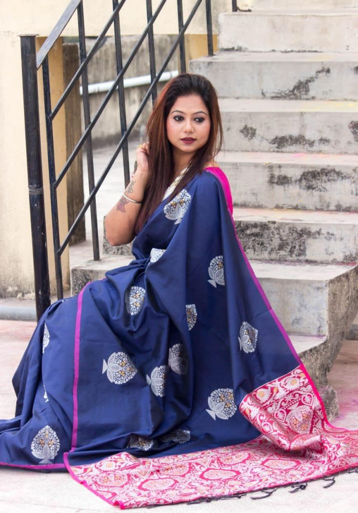 Buy LICHI SILK BLUE COLOR At Rs. 1050 Online From Surati Fabric ...