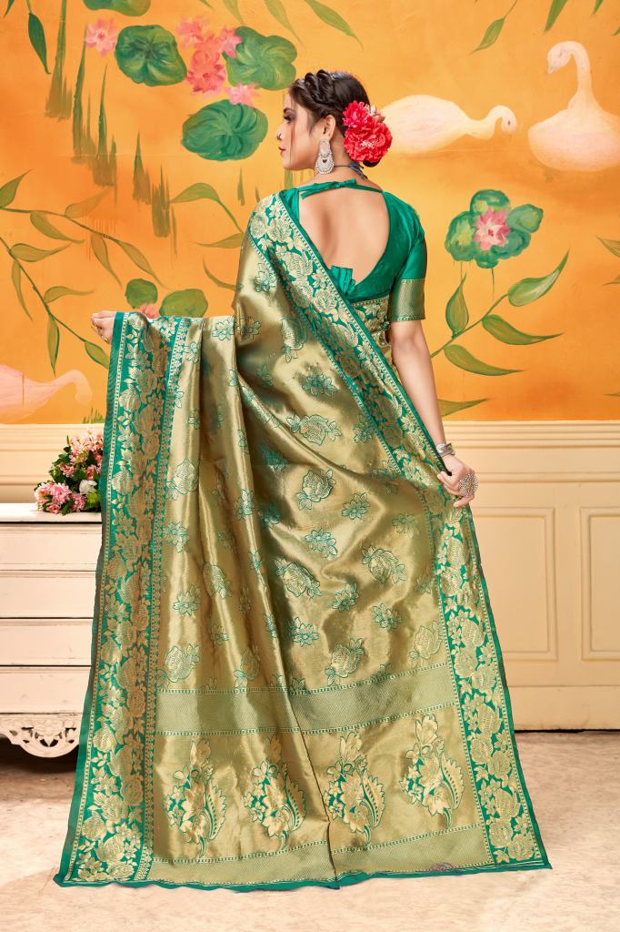 SF - Green color Lichi Silk Saree - New In - Indian