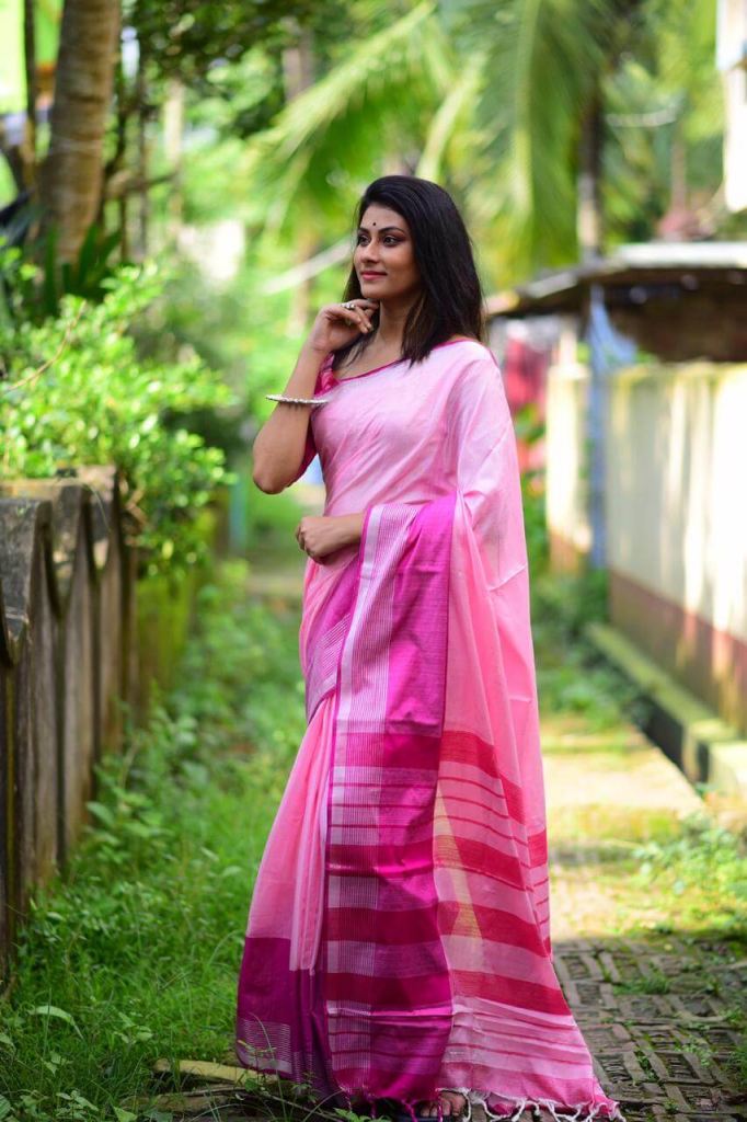 Teal Cotton Handspun Soft Saree With Contrast Multicolor – Charukriti